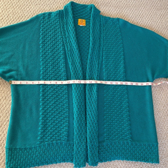 Ruby Rd sweater chunky knit open drape cardigan green - Picture 6 of 16